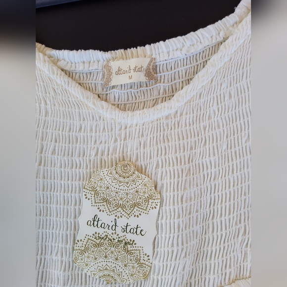 Alter'd State NWT white Boho baby-doll dress with shirred bodice - Picture 8 of 10